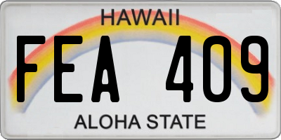 HI license plate FEA409