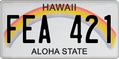 HI license plate FEA421