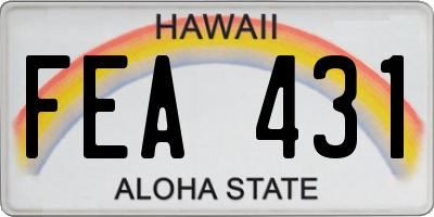 HI license plate FEA431