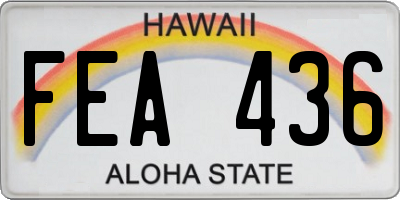 HI license plate FEA436