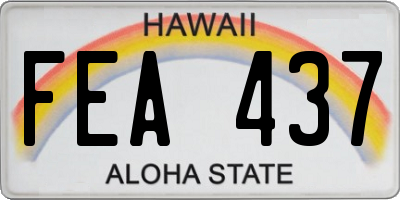 HI license plate FEA437