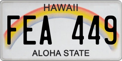 HI license plate FEA449