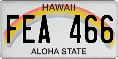 HI license plate FEA466