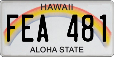 HI license plate FEA481