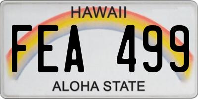 HI license plate FEA499