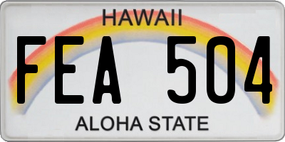 HI license plate FEA504