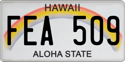 HI license plate FEA509