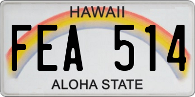HI license plate FEA514