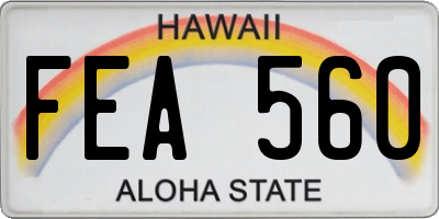HI license plate FEA560