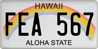 HI license plate FEA567