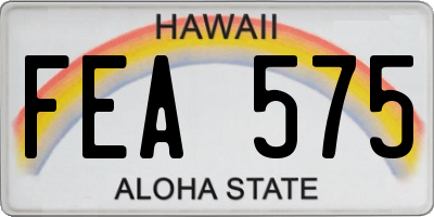 HI license plate FEA575