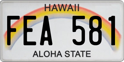 HI license plate FEA581