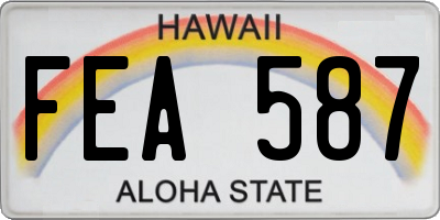HI license plate FEA587