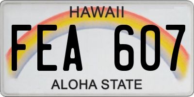 HI license plate FEA607