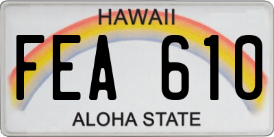 HI license plate FEA610