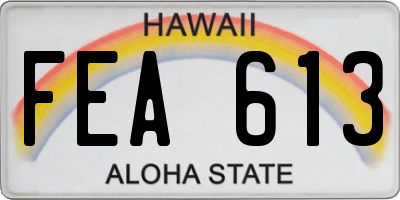 HI license plate FEA613