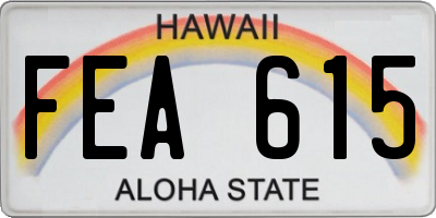 HI license plate FEA615