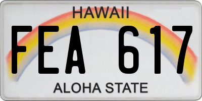 HI license plate FEA617