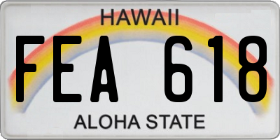HI license plate FEA618