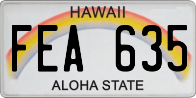 HI license plate FEA635