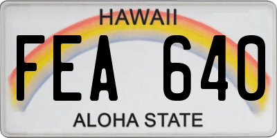 HI license plate FEA640