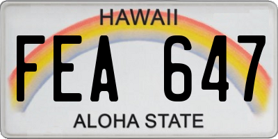 HI license plate FEA647