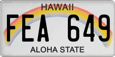 HI license plate FEA649