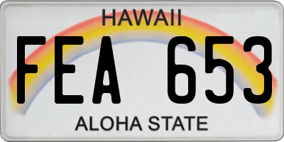 HI license plate FEA653