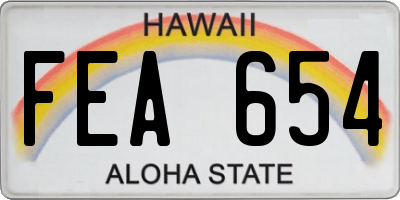 HI license plate FEA654