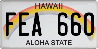 HI license plate FEA660