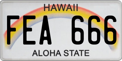 HI license plate FEA666