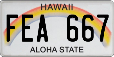 HI license plate FEA667