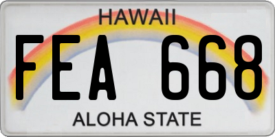 HI license plate FEA668