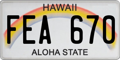 HI license plate FEA670