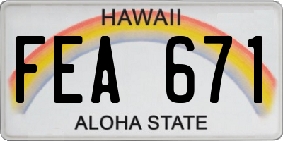 HI license plate FEA671
