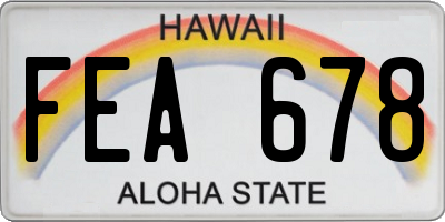 HI license plate FEA678
