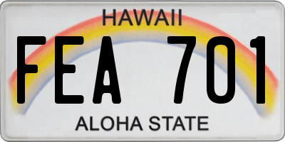 HI license plate FEA701