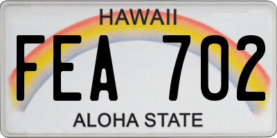 HI license plate FEA702