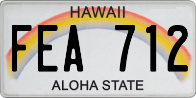 HI license plate FEA712