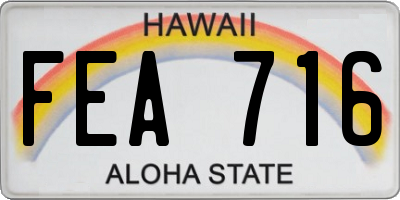 HI license plate FEA716