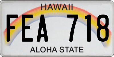 HI license plate FEA718