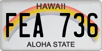 HI license plate FEA736