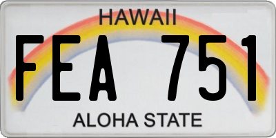 HI license plate FEA751