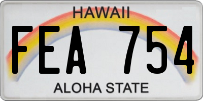 HI license plate FEA754