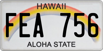 HI license plate FEA756