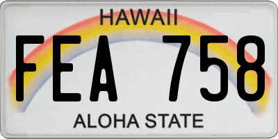 HI license plate FEA758
