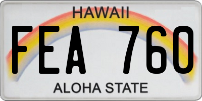 HI license plate FEA760