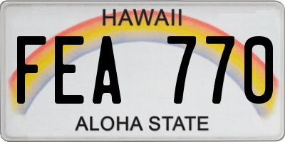 HI license plate FEA770