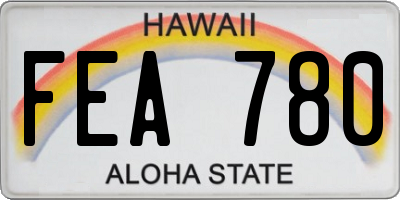 HI license plate FEA780
