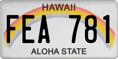 HI license plate FEA781